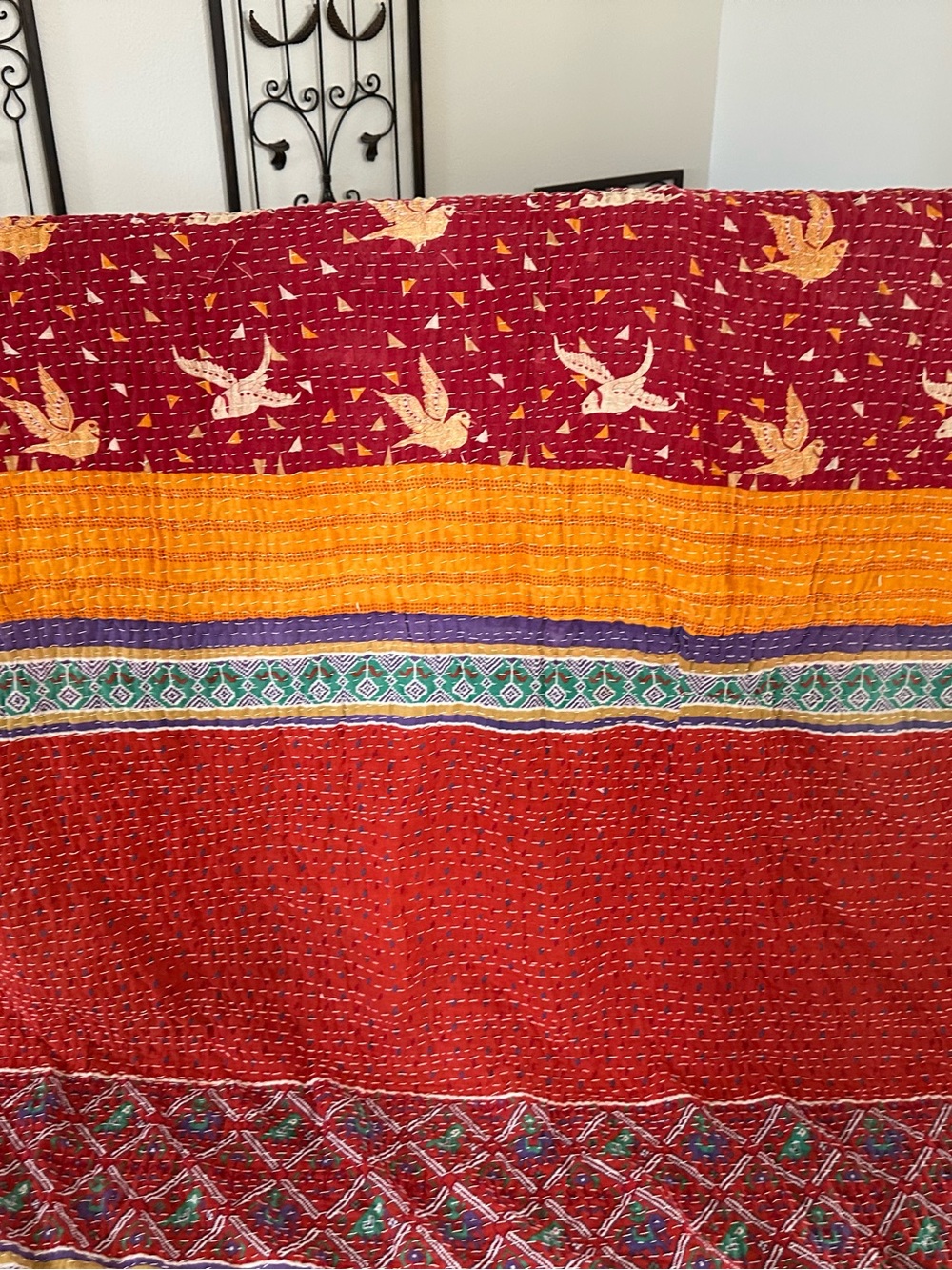 Remarkable Gorgeous Reversible Queen Kantha Quilt